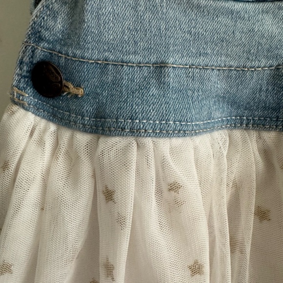 Oshkosh Denim Sparkle star print Tulle Skirt Overall Dress 5T - Picture 4 of 6